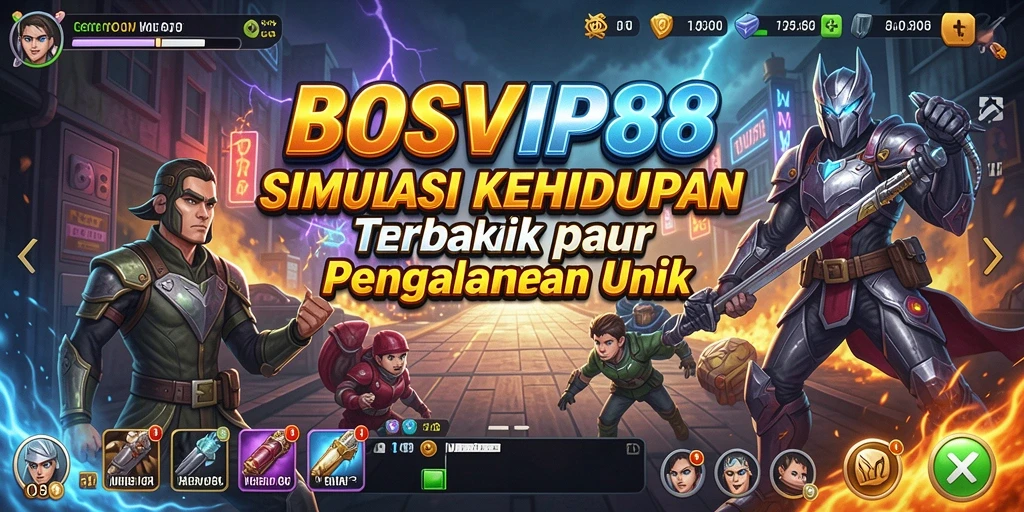 Tampilan gameplay <strong>BOSVIP88</strong> yang realistis dan interaktif dalam dunia simulasi.