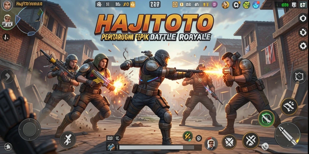 Screenshot gameplay HAJITOTO menunjukkan aksi seru di medan perang.