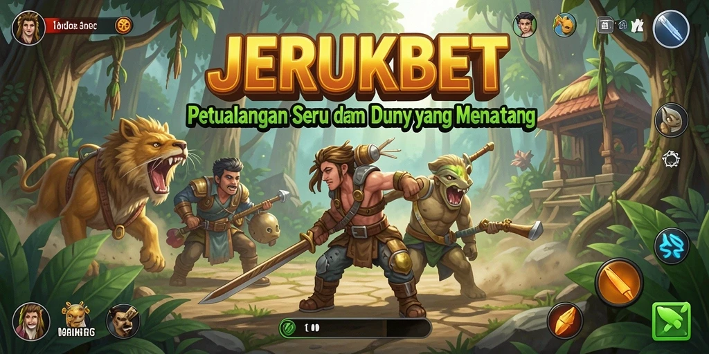 Tangkapan layar utama JERUKBET yang menunjukkan aksi gameplay petualangan.