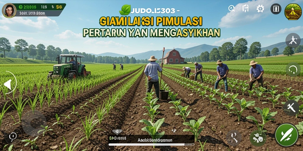 Screenshot gameplay JUDOL303 menunjukkan aktivitas bertani yang seru.