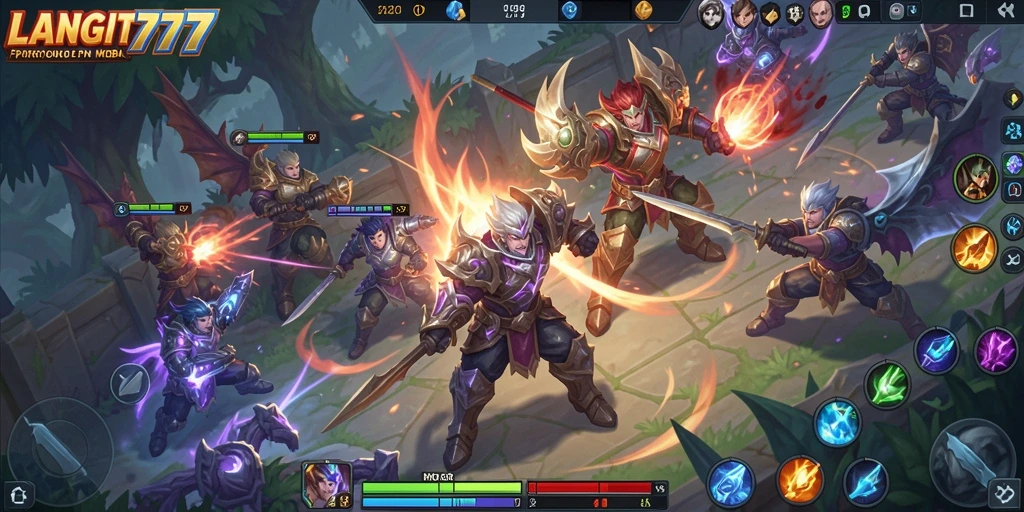 Screenshot menampilkan gameplay menarik LANGIT777 dengan pertarungan karakter.