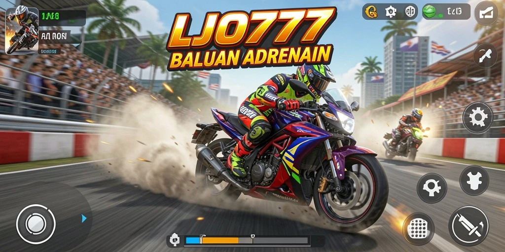 Tampilan gameplay balapan motor yang seru dan mendebarkan.
