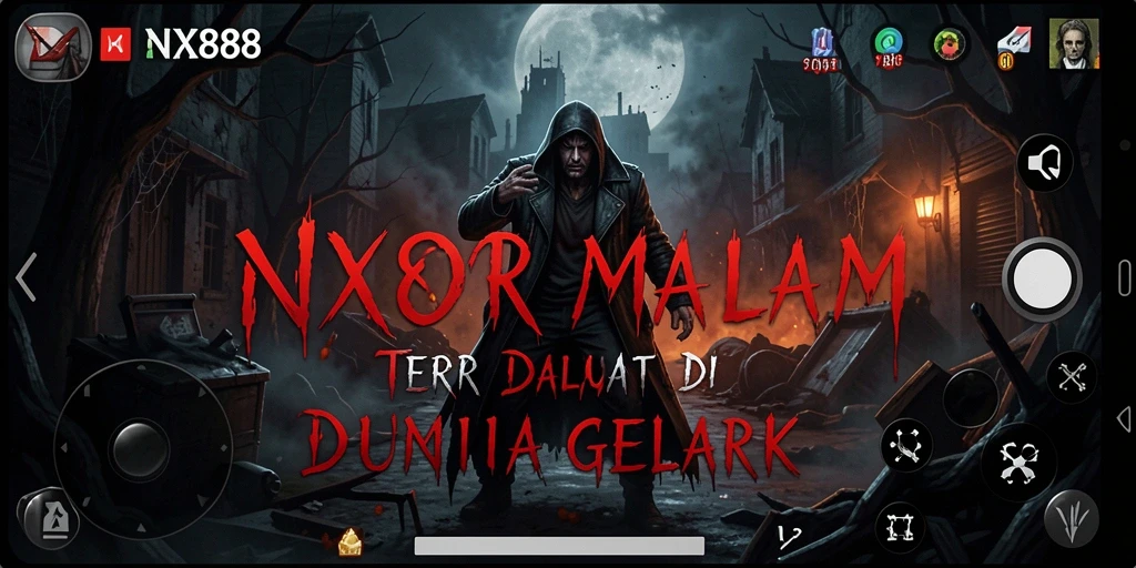 Tampilan gameplay NX888 yang menegangkan di dunia gelap dan penuh misteri.