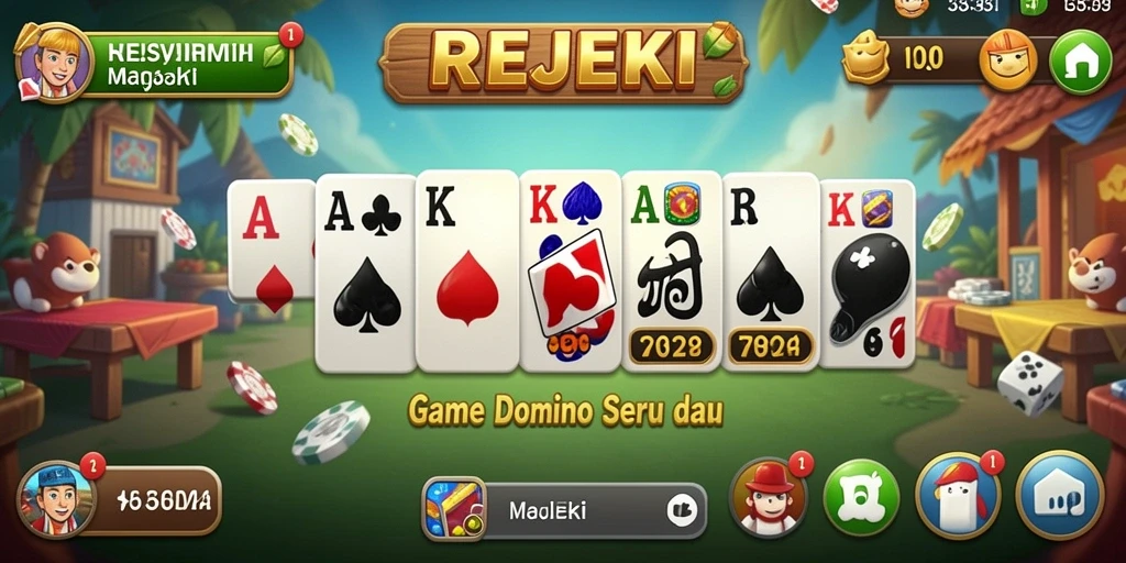 Tampilan menarik dari gameplay domino REJEKI yang seru.