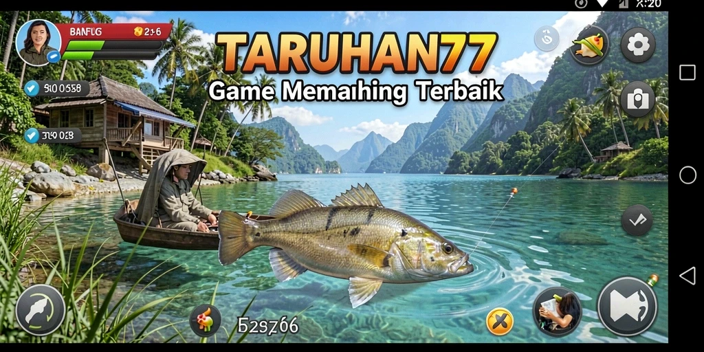 Screenshot TARUHAN77 yang menampilkan gameplay memancing yang seru.